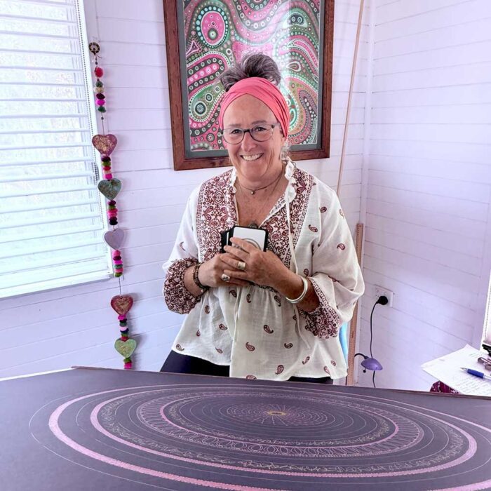 Liz Collins from Alignment Retreats with one of her personalised mandala
